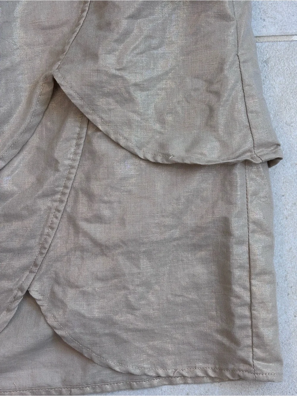 Edmé & Esyllte Tiered Metallic Linen Blend Petal Skirt